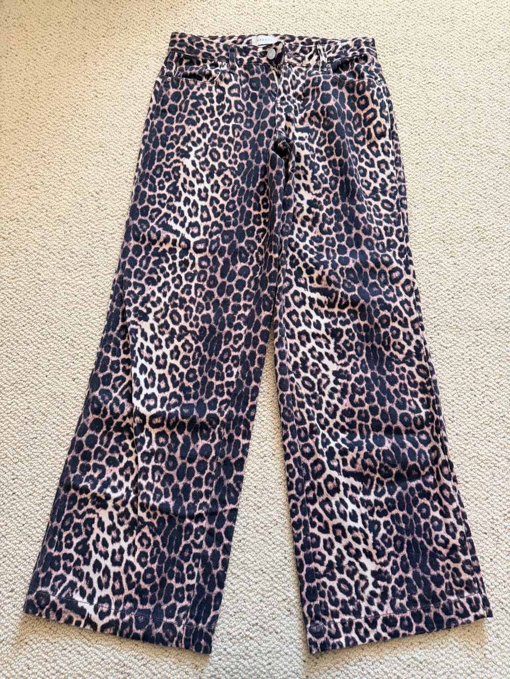 PacSun Casey Low Rise Baggy Jeans Leopard Print Cheetah Wide Leg Women's 25